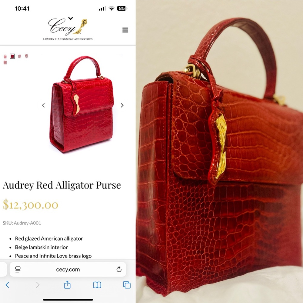 Audrey Red Alligator Purse